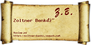 Zoltner Benkő névjegykártya